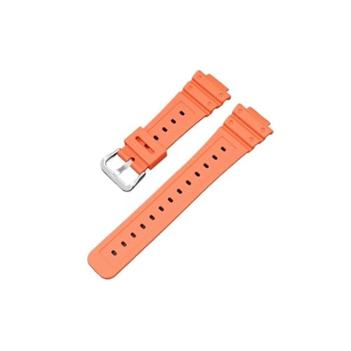 MOTMKUKPAM Passend for Casio Small Square 16 mm Silikon-Uhrenarmband. Passend for GM GLX-5600 GA 2100 6900 9052. Gummi-Armband mit bequemer konvexer Schnittstelle(Orange-Steel-K5) von MOTMKUKPAM