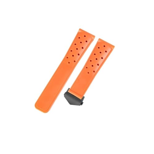 MOTMKUKPAM Passend for TAG Heuer F1 Racing 22 mm Ersatz-Faltschließe Schwarz Rot Calila Racing Gummi-Armband mit doppelter Druckschnalle(Orange-Black-Z5(2.0)) von MOTMKUKPAM