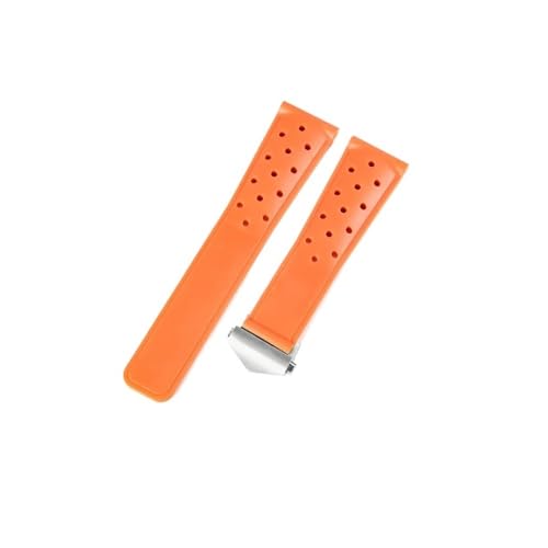 MOTMKUKPAM Passend for TAG Heuer F1 Racing 22 mm Ersatz-Faltschließe Schwarz Rot Calila Racing Gummi-Armband mit doppelter Druckschnalle(Orange-Steel-Z5(2.0)) von MOTMKUKPAM