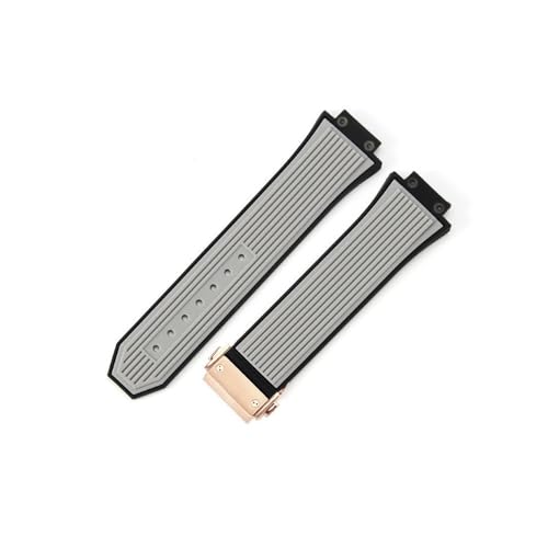 MOTMKUKPAM Silikon-Uhrenarmband passend for Hublot Yuki Big Bang 441 Raised Mouth Convex Interface Armband Männlich 27x17mm Gummiarmband(Gray-Rose-Z2) von MOTMKUKPAM