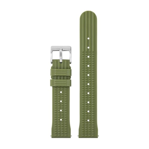 MOTMKUKPAM Watchdives Premium-Armband aus weichem Gummi mit Waffelmuster, 20 mm, 22 mm, Schnellverschluss-Ersatzarmband(WD.F6-Green,20mm) von MOTMKUKPAM