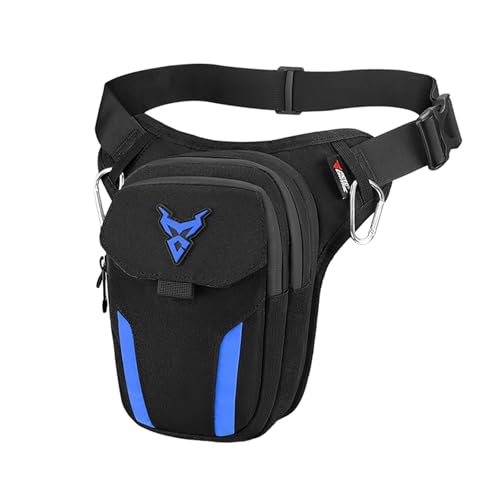 Motorrad Beintasche Herren Damen,Wasserdicht Motocross Oberschenkeltasche,Multitaschen Sport Gürteltasche Reflektierende Abnehmbare Beingurte Hüfttasche (Blau) von MOTOCENTRIC