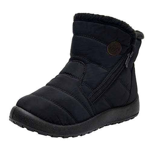 MOTOCO Damen Schneeschuhe Winter Plus Samt Dicke Wasserdichte Warme Kurze Stiefel Baumwolle Schuhe Booties(38 EU,Schwarz) von MOTOCO Damen