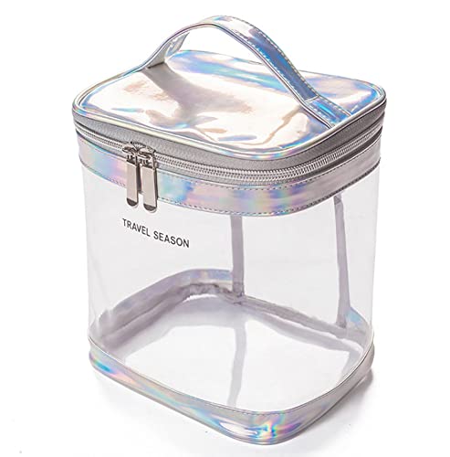 Transparente Reise-Make-up-Tasche, große transparente PVC-Kosmetiktaschen mit Reißverschluss, wasserdicht, tragbare Kulturbeutel für Reisen, Kulturbeutel-Organizer, Grauer Zylinder von MOTT 50