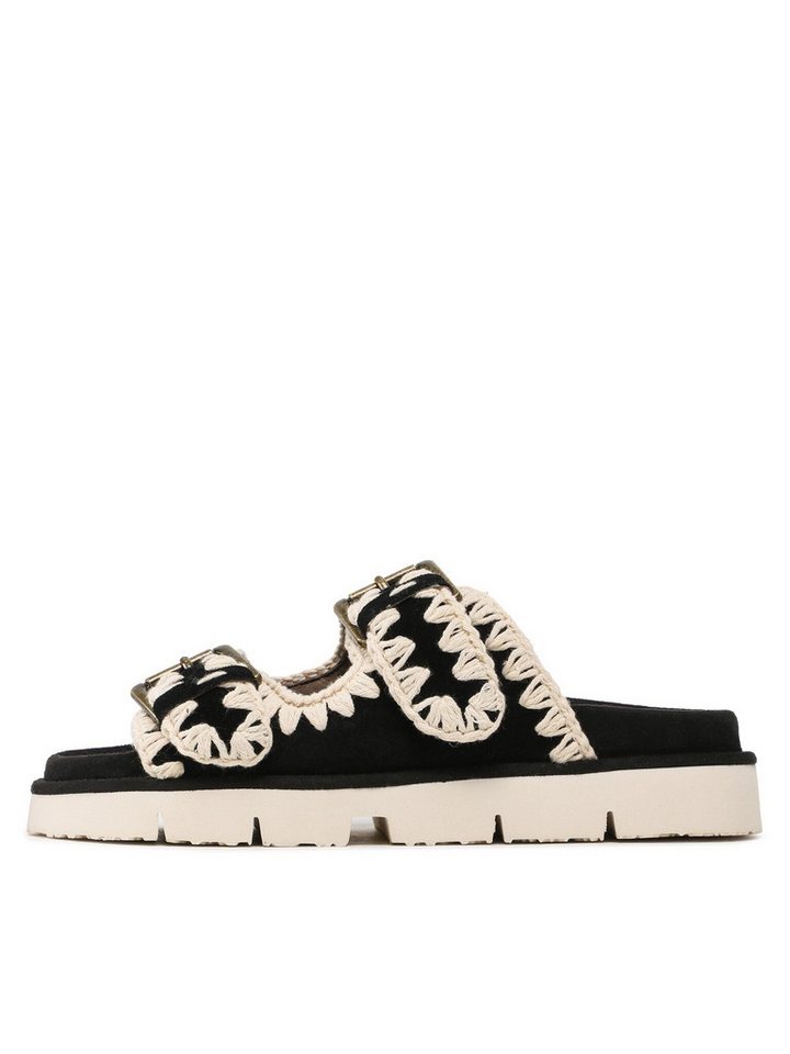 MOU Mou Damen Pantoletten MOU-SW461005A BLACK/WHITE BKWH Schwarz Badepantolette von MOU