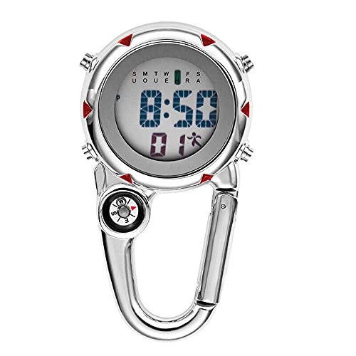 MOUDOAUER Alloy Backpack Clip On Band Karabiner Digital Sport Fob Watch Luminous for Hiker Accessories, rot von MOUDOAUER