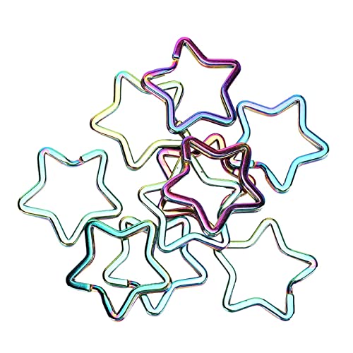 MOUMOUTEN Schlüsselanhänger, 10 Stück Pentacle Shaped Schlüsselring Split Ring Sternförmiger Eisen Key Chain Anhänger für Schmuck Handtaschendekoration von MOUMOUTEN