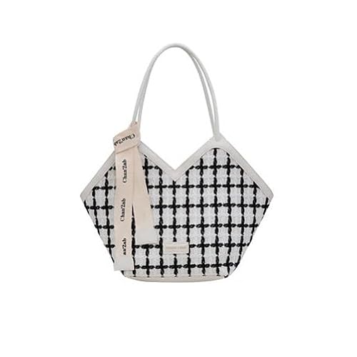 MOUNTAIN MAVENZ Damen PU Leder Tote Bag Stilvolle Schwarz & Weiß Schultertasche Handtasche mit Reißverschluss Mittlere Eimertasche für Alltag, weiß, Regular MOUNTAIN MAVENZ Damen PU Leder Tote Bag Stilvolle Schwarz & Weiß Schultertasche Handtasche mit Reißverschluss Mittlere Eimertasche für Alltag, weiß, Regular von MOUNTAIN MAVENZ