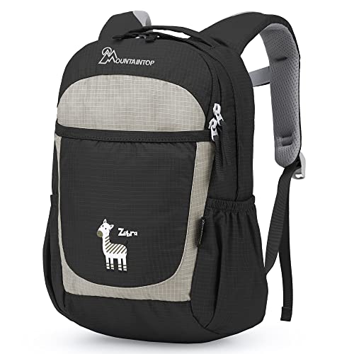 MOUNTAINTOP Kinderrucksack mit Brustgurt Kindergartenrucksack Mädchen Jungen Rucksack Mini Schultaschen für 3-6 Jährige Kinder im Kindergarten (Schwarz) von MOUNTAINTOP