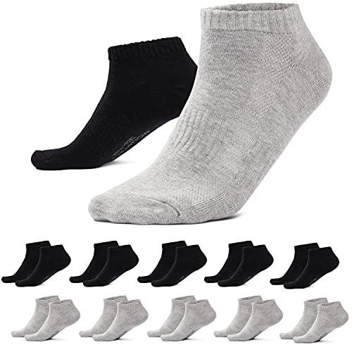 MOUNTREX Sneaker Socken Damen & Herren (10 Paar) Kurze Socken, Sneakersocken - Schwarz & Grau, 35-38 von MOUNTREX