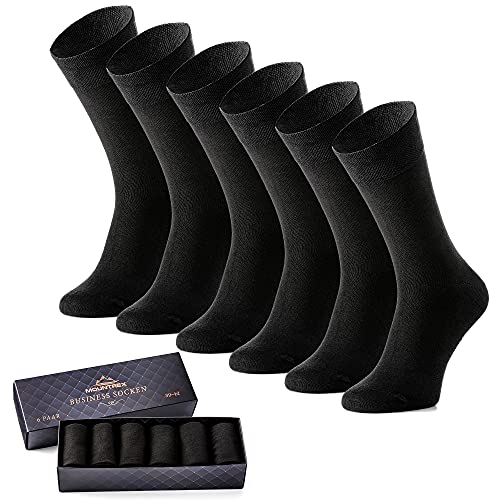 MOUNTREX Herren Damen Business Socken - Herrensocken - Gekämmte Baumwolle (6 Paar), Schwarz, 47-50 von MOUNTREX