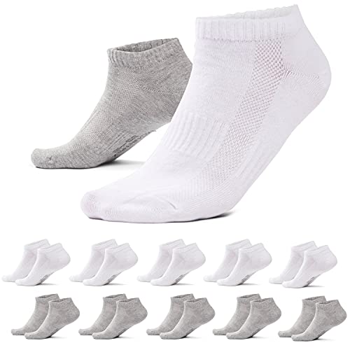 MOUNTREX Sneaker Socken Damen & Herren (10 Paar) Kurze Socken, Sneakersocken - Weiß & Grau, 35-38 von MOUNTREX