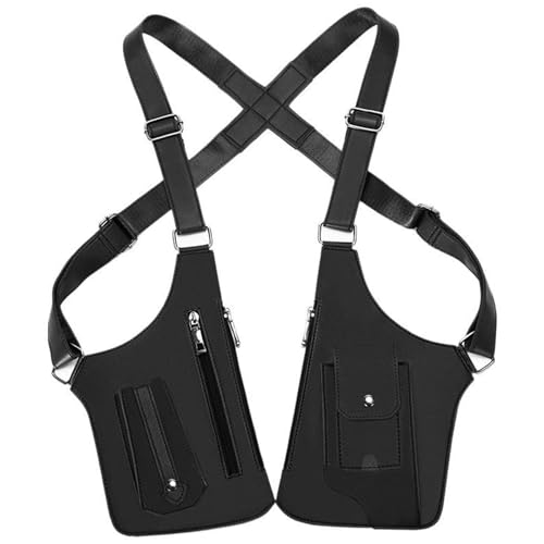 Schulterholster für Männer, Diebstahlsichere Doppel-Schulter-Achseltasche mit verstellbarem Riemen, Einfach zu tragende PU-Doppel-Schulterholster für Arbeit, Reisen, Partys oder den täglichen Geb von MOUNTTU