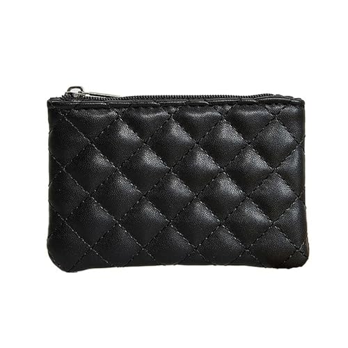 Kleine Geldbörse für Damen, PU-Leder, Reißverschluss, kariert, Geldbörse, Visitenkartenhalter, Mini-Münztasche, Schwarz , Einheitsgröße Kleine Geldbörse für Damen, PU-Leder, Reißverschluss, kariert, Geldbörse, Visitenkartenhalter, Mini-Münztasche, Schwarz , Einheitsgröße von MOVDARL