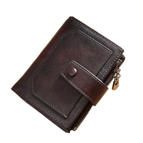 MOVDARL Herren-Geldbörse aus oberster Schicht Rindsleder, Retro, lässig, Anti-Diebstahl und Anti-Bürsten-Geldbörse mit Reißverschluss, coffee, Einheitsgröße von MOVDARL