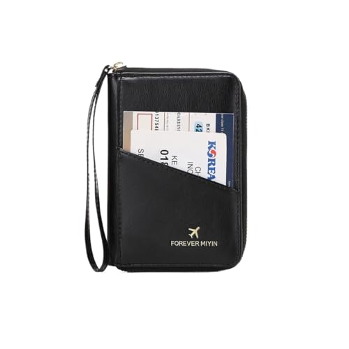 MOVDARL Retro Reisepasstasche für Damen und Herren RFID Modische Reisepasshülle Multifunktional PU Leder Reisepass Clip Reisezubehör, Hz726-schwarz, Einheitsgröße von MOVDARL