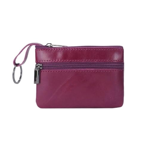 Vintage Crazy Horse Leder Herren Münzbörse Echtes Leder Reißverschluss Münzbörse Retro Schlüsselhalter Kleine Geldtasche, Kleine lila Geldbörse, Einheitsgröße von MOVDARL