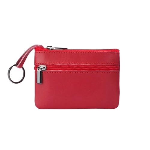 Vintage Crazy Horse Leder Herren Münzbörse Echtes Leder Reißverschluss Münzbörse Retro Schlüsselhalter Kleine Geldtasche, Kleine rote Geldbörse, Einheitsgröße von MOVDARL