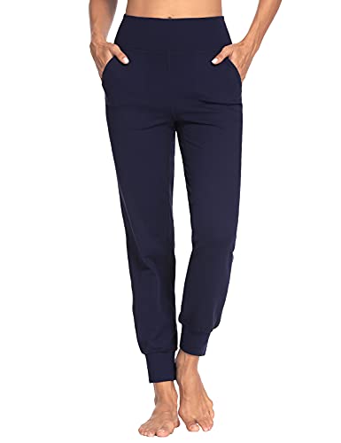 MOVE BEYOND Butterweiche Jogginghose für Damen mit 4 Taschen Aktiv-Jogginghose mit hoher Taille Workout Yoga Lounge Hose, Blau, L von MOVE BEYOND