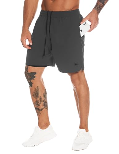 Herren 2-in-1 Workout Laufshorts 7" Schnell trocknende Athletic Shorts mit Liner Gym Trainingsshorts für Männer Herren 2-in-1 Workout Laufshorts 7" Schnell trocknende Athletic Shorts mit Liner Gym Trainingsshorts für Männer von MOVEUP