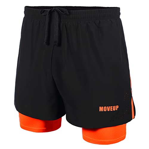 MOVEUP Herren 2 in 1 Shorts Schnelltrocknende Laufshorts mit Taschen Sport Kurze Hosen Fitness Laufhose Jogginghose für Übung von MOVEUP