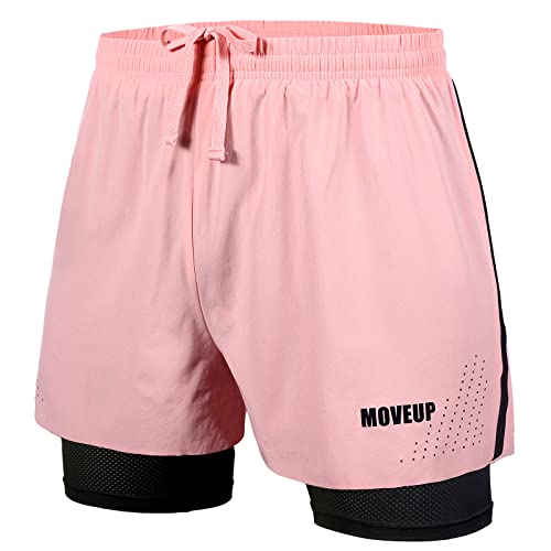 MOVEUP Herren 2 in 1 Shorts Schnelltrocknende Laufshorts mit Taschen Sport Kurze Hosen Fitness Laufhose Jogginghose für Übung von MOVEUP