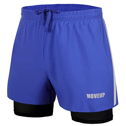 MOVEUP Herren 2 in 1 Shorts Schnelltrocknende Laufshorts mit Taschen Sport Kurze Hosen Fitness Laufhose Jogginghose für Übung von MOVEUP