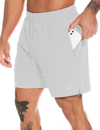 MOVEUP Herren Sport Shorts Kurze Hose Schnell Trocknend Sporthose Leicht mit Reißverschlusstasche mit Handtuchschlaufe von MOVEUP