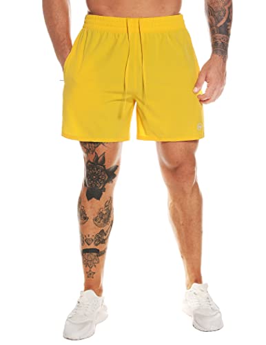 MOVEUP Herren Sport Shorts Kurze Hose Schnell Trocknend Sporthose Leicht mit Reißverschlusstasche mit Handtuchschlaufe von MOVEUP