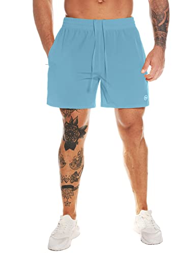 MOVEUP Herren Sport Shorts Kurze Hose Schnell Trocknend Sporthose Leicht mit Reißverschlusstasche mit Handtuchschlaufe von MOVEUP