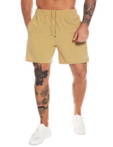 MOVEUP Herren Sport Shorts Kurze Hose Schnell Trocknend Sporthose Leicht mit Reißverschlusstasche mit Handtuchschlaufe von MOVEUP