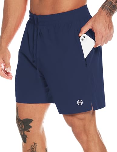 MOVEUP Herren Sport Shorts Kurze Hose Schnell Trocknend Sporthose Leicht mit Reißverschlusstasche mit Handtuchschlaufe von MOVEUP