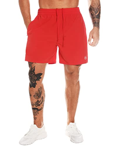 MOVEUP Herren Sport Shorts Kurze Hose Schnell Trocknend Sporthose Leicht mit Reißverschlusstasche mit Handtuchschlaufe von MOVEUP