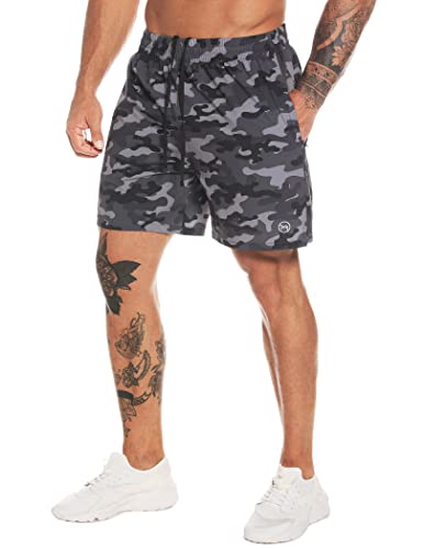 MOVEUP Herren Sport Shorts Kurze Hose Schnell Trocknend Sporthose Leicht mit Reißverschlusstasche mit Handtuchschlaufe von MOVEUP