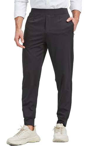 Herren Stretch Golf Sweatpants Hose mit Reißverschluss Taschen Tapered Athletic Joggers Track Workout Hose von MOVEUP