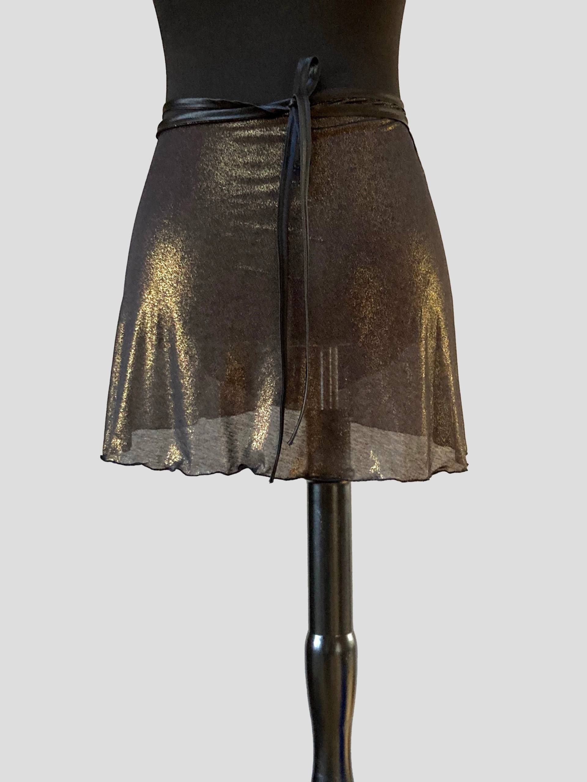 Edel Mit Goldenem Schimmer Wickelrock Knitterfrei, Blickdicht, Schwarz Glimmer, Band Aus Duchesse, Ballett-Rock von MOVEtheCOLOUR