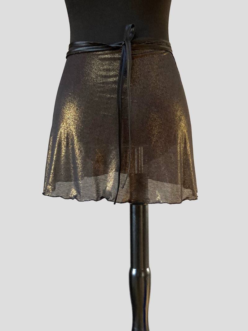 Edel Mit Goldenem Schimmer Wickelrock Knitterfrei, Blickdicht, Schwarz Glimmer, Band Aus Duchesse, Ballett-Rock von MOVEtheCOLOUR