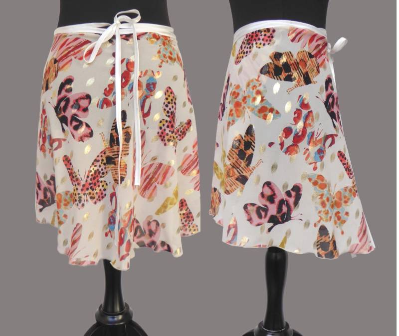 Golden Butterflys - Ballett Rock, Kurz Und Mittellang, Bunt Mit Gold, Wickelrock von MOVEtheCOLOUR