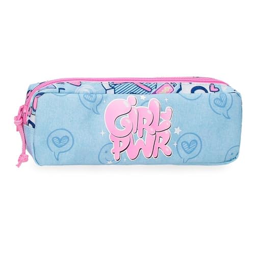 MOVOM Power Girl Federmäppchen, Blau, 22 x 7 x 3 cm, Polyester von MOVOM