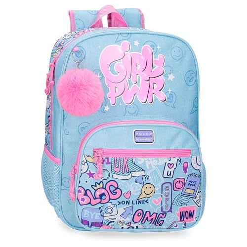 MOVOM Power Girl Schulrucksack, Blau, 30 x 38 x 12 cm, Polyester von MOVOM