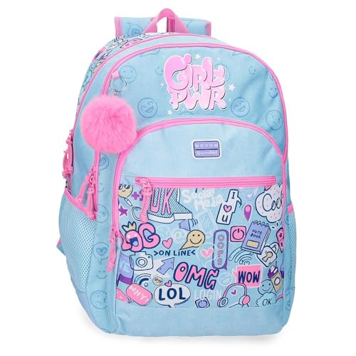MOVOM Power Girl Schulrucksack, anpassbar an Trolley, Blau, 33 x 44 x 17 cm, Polyester von MOVOM