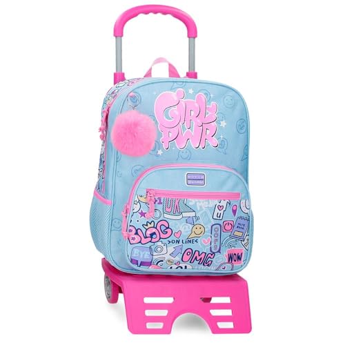 MOVOM Power Girl Schulrucksack mit Trolley, blau, 30 x 38 x 12 cm, Polyester von MOVOM