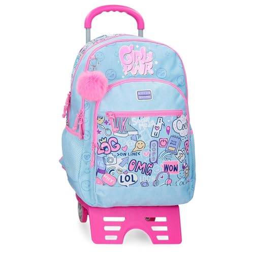 MOVOM Power Girl Schulrucksack mit Trolley, blau, 33 x 46 x 17 cm, Polyester von MOVOM