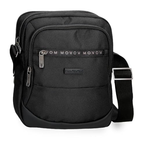 Movom Buster Umhängetasche für Tablet, zwei Fächer, Schwarz, 22 x 27 x 10 cm, Polyester, mit Details aus Kunstleder von Joumma Bags, Schwarz, Umhängetasche mit zwei Fächern von MOVOM