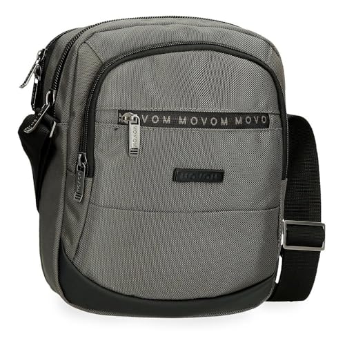 Movom Buster Umhängetasche für Tablet, zwei Fächer, Grau, 22 x 27 x 10 cm, Polyester, mit Details aus Kunstleder von Joumma Bags, grau, Umhängetasche mit zwei Fächern von MOVOM