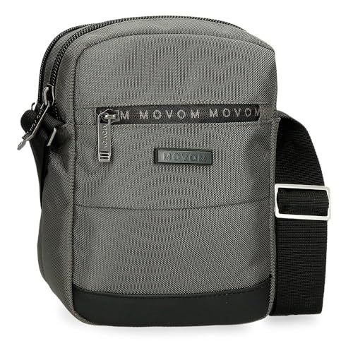 Movom Buster Umhängetasche mit zwei Fächern, Grau, 17 x 22 x 7,5 cm, Polyester mit Details aus Kunstleder von Joumma Bags, grau, Umhängetasche mit zwei Fächern von MOVOM