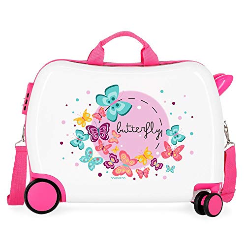 Movom Happy Time Kinder-Koffer Mehrfarbig 50x38x20 cms Hartschalen ABS Kombinationsschloss 34L 2,1Kgs 4 Räder Handgepäck, Butterfly von MOVOM