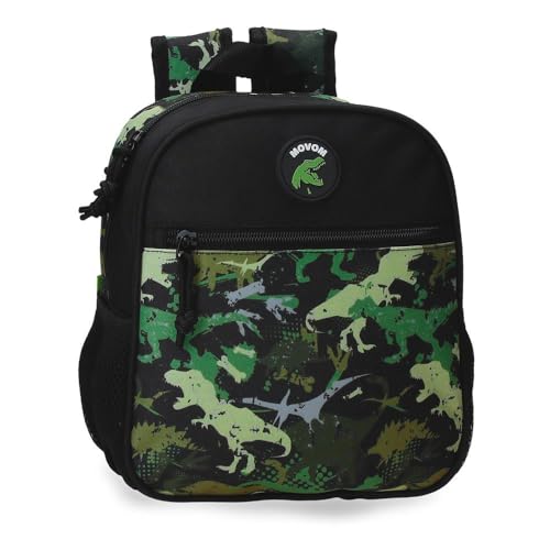 Movom Raptors Vorschulrucksack, anpassbar, Schwarz, 23 x 25 x 10 cm, Polyester, 5,75 l, Schwarz, Vorschulrucksack, anpassbar an den Kinderwagen von MOVOM