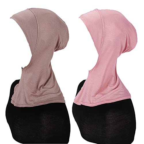 MOWEN 2 Stück Modal Baumwolle Hijab Cap Unterschal zum Islamische Muslimische,Sommer Hut Elastische Headscarf Cap (2P-17) von MOWEN
