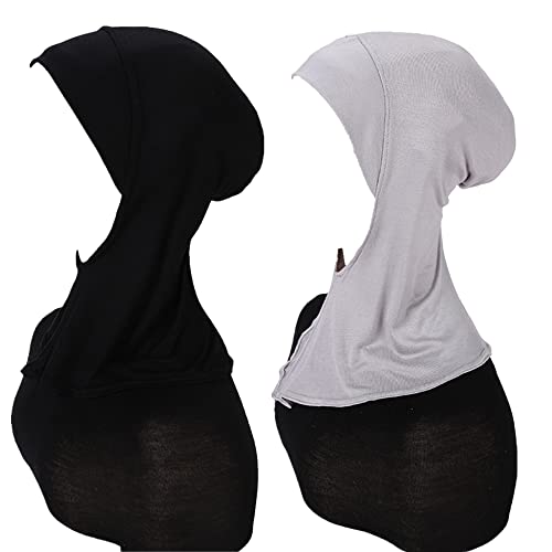 MOWEN 2 Stück Modal Baumwolle Hijab Cap Unterschal zum Islamische Muslimische,Sommer Hut Elastische Headscarf Cap (2P-5) von MOWEN